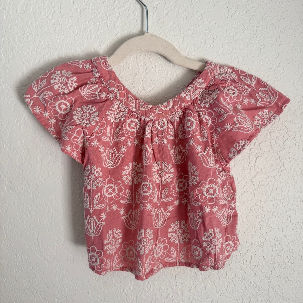 Zara Girls Pink Embroidered Top